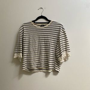 Zara Trafaluc Striped Flare Sleeve T-Shirt S